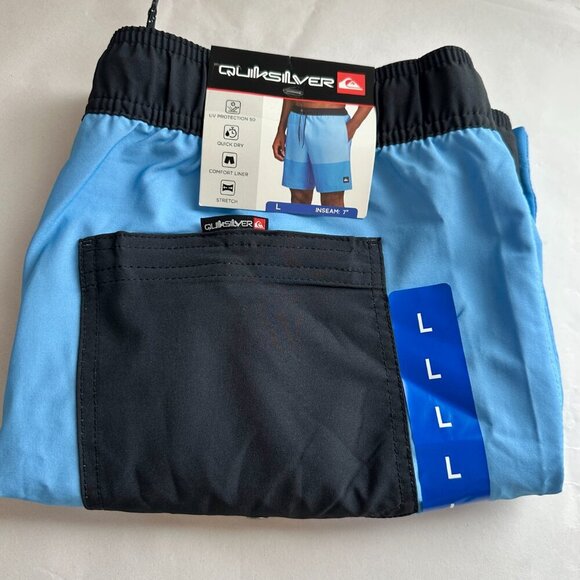 Quiksilver Volley Swim Shorts Men's Size L Blue UV Protection Quick Dry Stretch - Picture 8 of 14